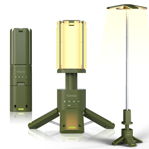 Telescopic Camping Lights Rechargeable 14000 mAh Led Multifunction Magnetic Lanterns Job Site Lighting Cordless Dimmable Camping Tent Lamp Portable Power Supply 6000LM IPX5 Waterproof (Green)