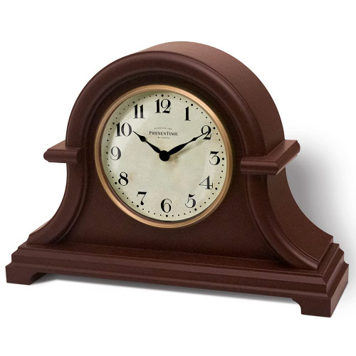 Presentime & Co. Mantel Clock Vintage Farmhouse Series, Napoleon Desk & Shelf Clock, 13 x 10 inch, Domed Lens
