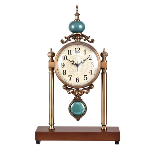 Vintage Fireplace Mantel Clock – Silent Retro Desk Clock for Living Room, Walnut Base with Metal Surface