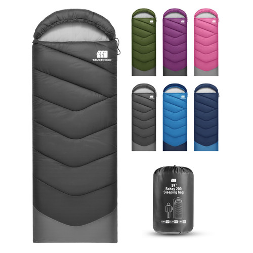 TANSTRIDER Sleeping Bags for Adults Warm Weather,3-4 Season 3lb Lightweight Sleeping Bag for Kids Girls Boys with Compression Sack,Camping Essentials Gear, Hiking,Travel,Backpacking,Outdoor & Indoor