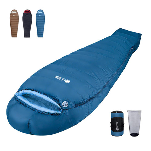 QEZER 0 Degree Down Sleeping Bag for Adults with 650 Fill Power for 27℉-0℉ Cold Weather Lightweight Sleeping Bag