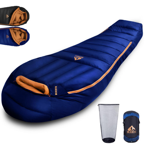 BUERTS Down Backpacking Sleeping Bag 680FP. Cold Weather Sleeping Bag 0°F-32°F (Multiple Temperature Options), XL Large 4 Season Sleeping Bag for Adults Camping Hiking Mountaineering