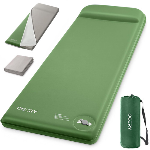 OGERY Upgraded Self-Inflating Sleeping Pad with Built-in Foot Pump & Washable Cover, 3" Memory Camping Mattress Pad, Quiet & 9.5 R-Value Insulated Sleeping Mat for Car Tent Camping