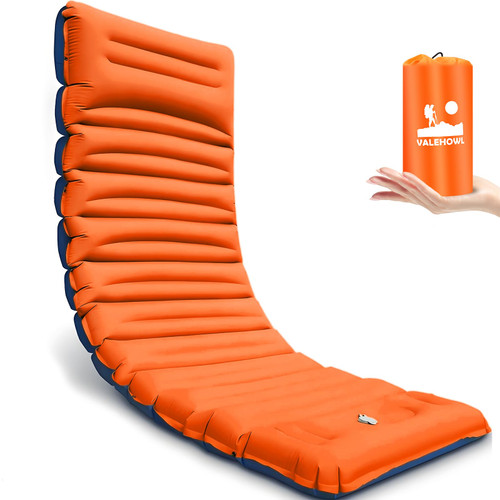 VALEHOWL 4 Inch Thick Camping Sleeping Pad with Internal Straps - R Value 4.0 for 4 Seasons, Durable & 100% Waterproof Outdoor Air Mattress, Lightweight Sleeping Mat for Hiking, Backpacking, Travel