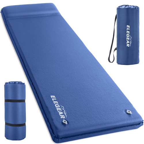 Elegear CumbreX™ Self Inflating Sleeping Pad, 3.15" Ultra-Thick Memory Foam Camping Pad with Pillow Fast Inflating in 20s Insulated Camping Mattress Pad 4-Season Camp Sleeping Mat for Camp/Travel/Tent