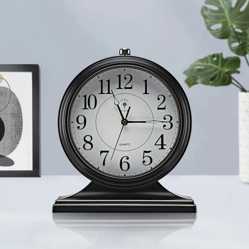 10-inch Vintage Mantel Desk Clock, Silent Desk Clock for Living Room Décor
