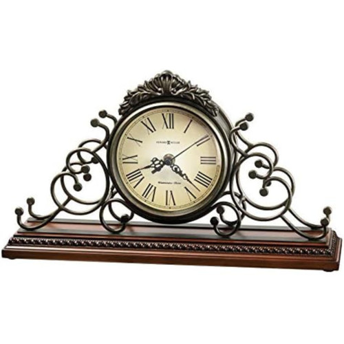 Howard Miller Waucedah Mantel Clock II 549-618 – Wrought-Iron Frame, Antique Warm-Grey Finish