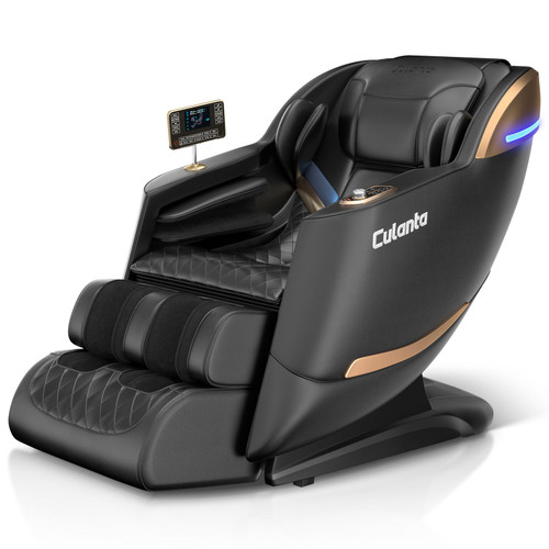 Zero Gravity SL-Track Shiatsu Massage Recliner Chair with Body Scan, Airbags, Foot Rollers, Deep Yoga Stretch, Heating (U1-Black)