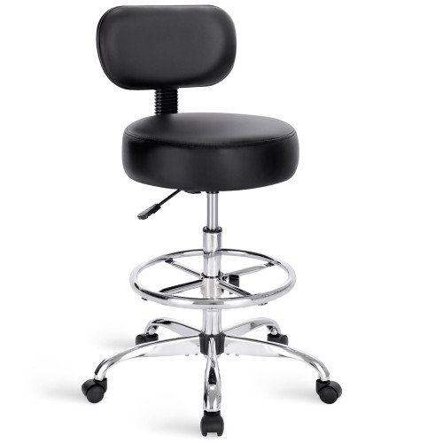 Chair with Back, Adjustable Foot Rest Rolling Stool, Multi-Purpose
