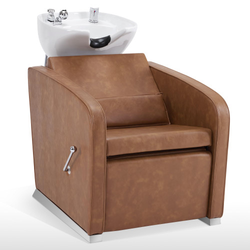 Chair, Adjustable Porcelain Ceramic Hair Wash Bowl Sink Unit Station, Reclining
