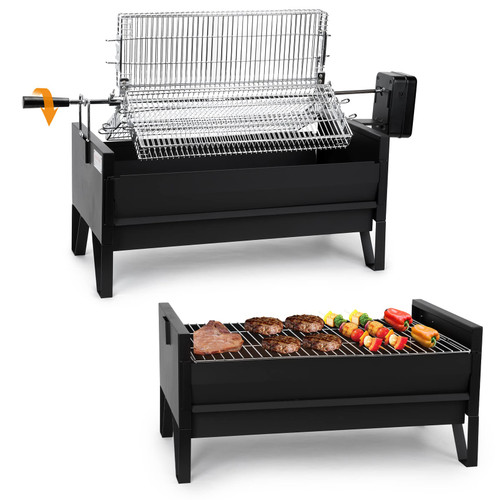 ONLYFIRE GRILLS 2 IN 1 Charcoal Grill Rotisserie Kit with 3 Stainless Steel Rotating Baskets and 24 In Grill Grate