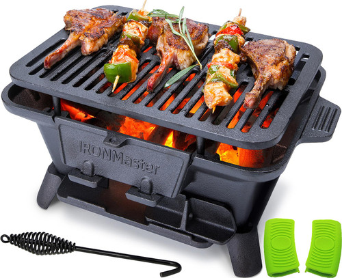 IronMaster Hibachi Grill Outdoor, Small Portable Charcoal Grill
