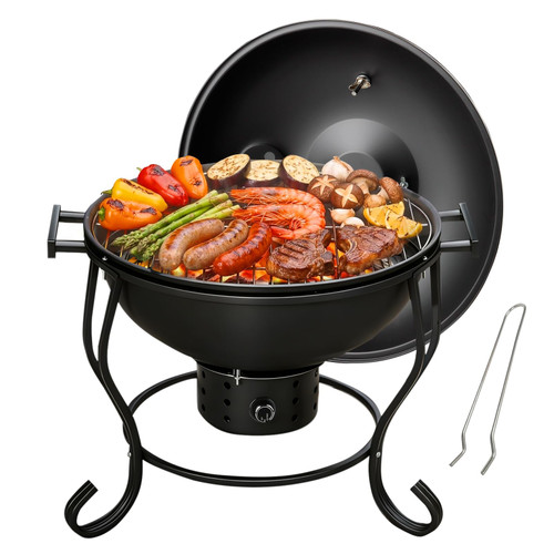 Portable Charcoal Grill with Built-In Thermometer