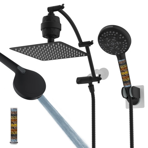 Dual Filtered Rainfall Shower Head Combo, High Pressure Handheld Shower Head