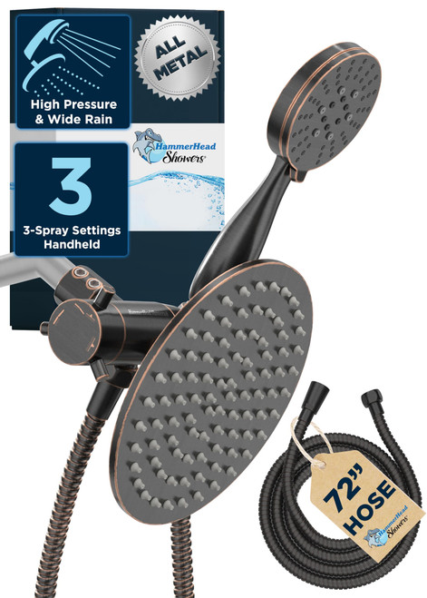 Head Showers Dual Shower Head Combo, 8-Inch Rainfall & 3-Flow