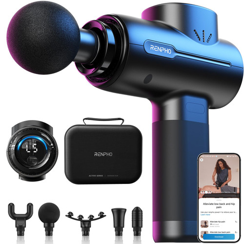 RENPHO Active+ Percussion Massage Gun, Mothers Day Gifts, 5 Adjustable Speeds for Back, Neck, Muscle Recovery