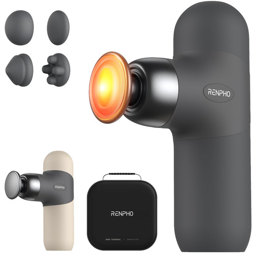 Portable Deep Tissue Percussion Massager with 4 Heads for Neck & Back Comfort, Ultra-Quiet for Home, Office & Travel, Carry Case