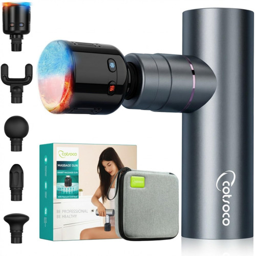 cotsoco Mini Deep Tissue Massage Gun with Heat and Cold Therapy, Full-Metal Handheld Electric Massager for Muscle Pain Relief
