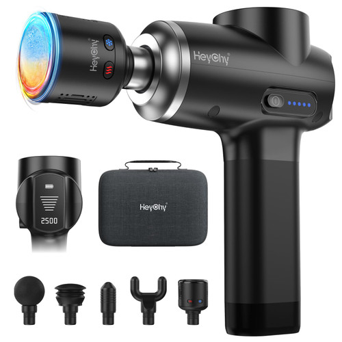 HEYCHY Percussion Massage Gun Deep Tissue with Heat and Cold Head,Portable Back&Neck Massager for Athletes