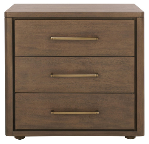 SAFAVIEH Couture Home Collection Rosey Brown 3-Drawer Wood Nightstand Table (Fully Assembled)