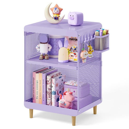 Toddler Night Stand,End Table for Girls Room Storage,Purple Nightstand