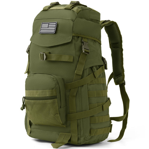 AUMENTAR 50L Tactical Backpack for Men and Women, Water-Resistant Molle Rucksack, Large Military Assault Pack for Hiking, Hunting, Camping, Gym & Outdoor Survival Green
