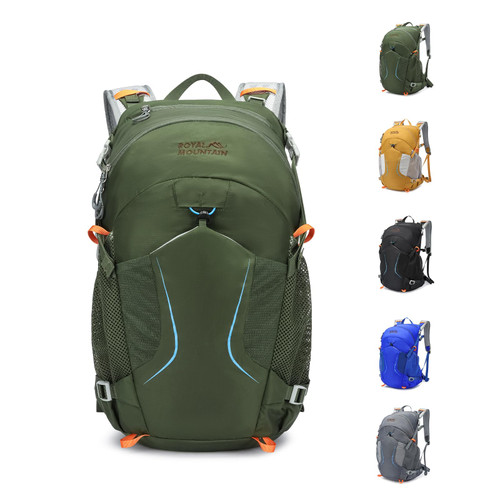 MIVENTO Hiking Backpack with Front Open Pockets, Wire Support Rear Panel, Splash-Resistant Nylon, for Men Women Outdoor Travel (Green)