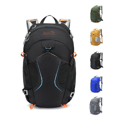 MIVENTO Hiking Backpack with Front Open Pockets, Wire Support Rear Panel, Splash-Resistant Nylon, for Men Women Outdoor Travel (Black)