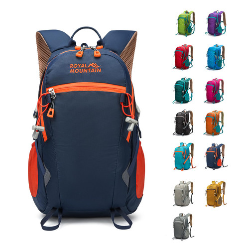 MIVENTO Hiking Backpack Waterproof Nylon Material, Breathable Back Pad Design, Separate Laptop Compartment for Outdoor Camping Travel (Deep Blue)
