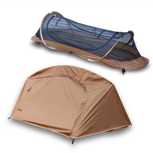 TGpao Easy Set Up Ultralight Bivy Tent for Camping, 1 Person Pop Up Backpacking Tent for Camping/bivy/Hiking, Waterproof & Mosquito Proof Outdoor Shelter(Coffee)