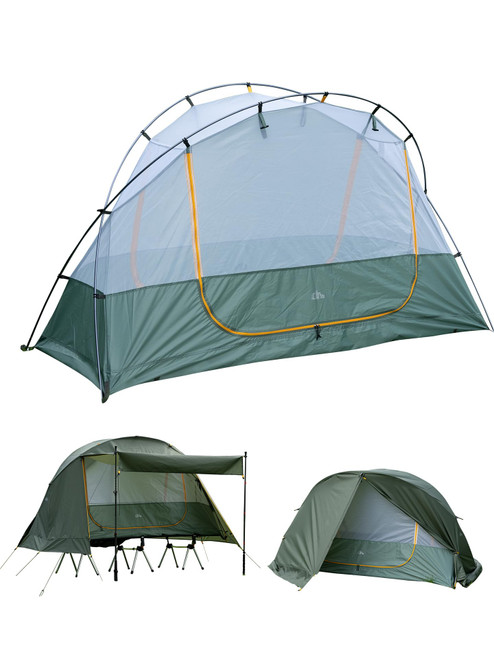 iClimb Ultralight 4 Season Solo Tent Waterproof with Snow Skirt Rainfly, Ground/Off The Ground Tent for Backpacking Camping Hiking Trekking Mountaineering (Green)