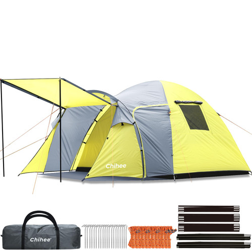 Chihee Camping Tent 3 Person Double Layered Dome Tents Large Capacity 4 Seasons Travelling Backpacking Beach Outdoor Shelter Waterproof Windproof Tent with Rainfly Inner Tent Used Independently