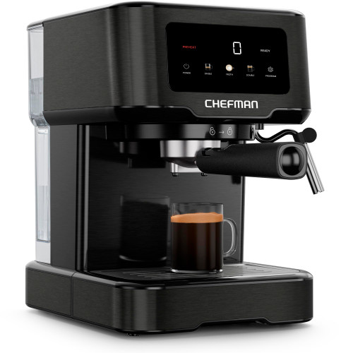 Compact Espresso Coffee Machine w/ 1.5L Removable Water Reservoir - Stainless Black