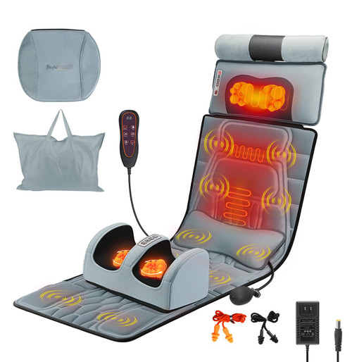 Full Body Vibration Massage Mats with Lumbar Pillow, 9 Vibration 3 Timer Settings, Gift for Men Women