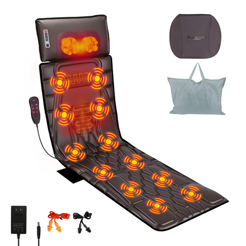 Full Body Massage Mat with Heat, 12 Vibration Nodes Massage Chair Pad with 3 Heating Levels for Home Office