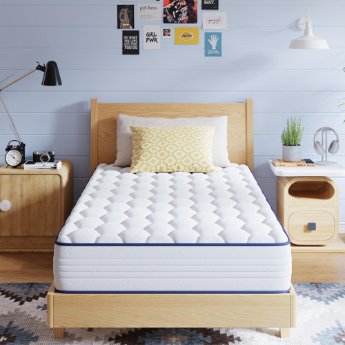 Avenco 6 Inch Twin Mattress, Foam and Spring Hybrid Mattresses in a Box, Medium Soft, Breathable Fabric & Adaptive Support