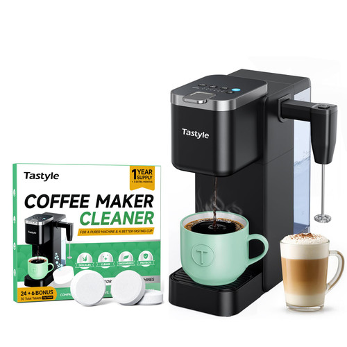 Tastyle Single Serve Coffee Maker with Built-in Detachable Milk Frother