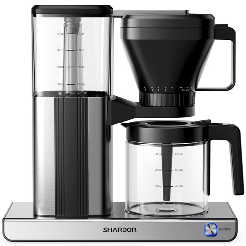8-Cup Drip Coffee Maker with Reusable Filter and Glass Coffee Pot