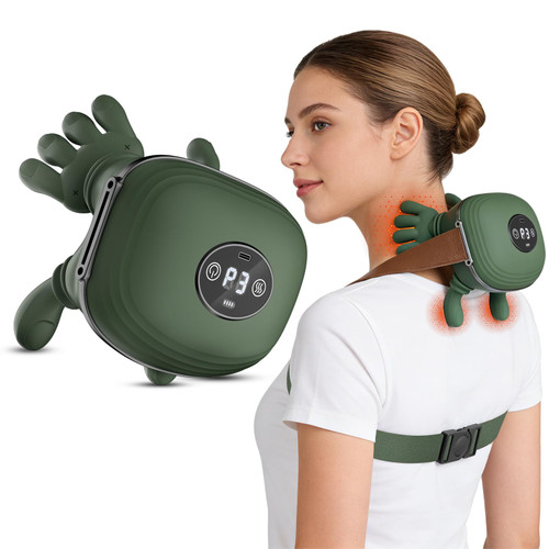 Cordless 4D Kneading Neck and Shoulder Massager Back Massager with Bionic fingers Massage and Screen, Ideal Gifts for Women Men