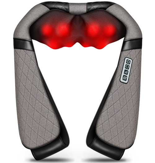Blue Elf Shiatsu Electric Neck Back Massager Pillow 3D Kneading with Heat for Shoulder, Lower Back, Foot, Leg Muscles Pain Relief