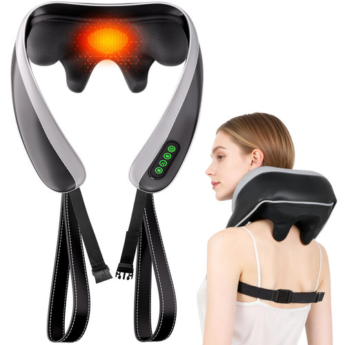 6D Neck Massager for Pain Relief Deep Tissue, Kneading Shiatsu Neck and Shoulder Massager with Heat