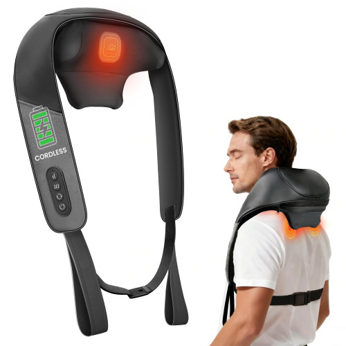 Rechargeable Deep Tissue 4D Shiatsu Neck Massager for Pain Relief, Upgraded Massage Heads for Shoulder & Back Gifts for Mom