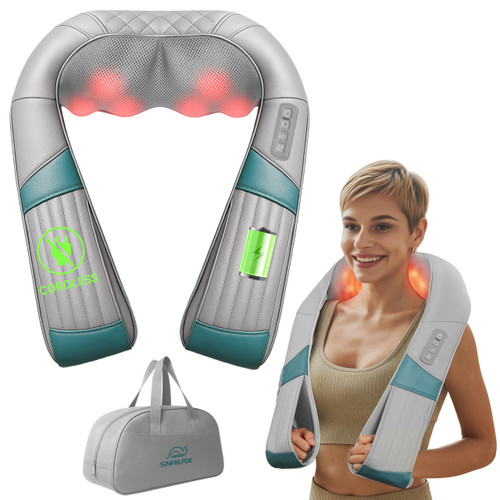 Shiatsu Neck Back Massager for Pain Relief Deep Tissue, Rechargeable 4D Knead Shoulder Massager Pillow, with Portable Carry Bag