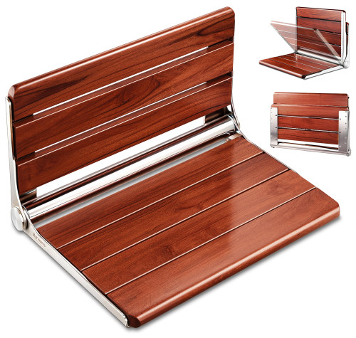 Folding Teak Shower Seat Wall Mounted-Folding Shower Bench, Folding Shower
