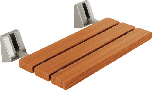 Wall Mounted Fold-Up Wood Seat, Brushed Nickel Foldable Shower Seat
