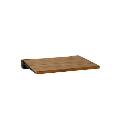 Shower Bench Seat, Natural Teak Wood with Matte Black Frame