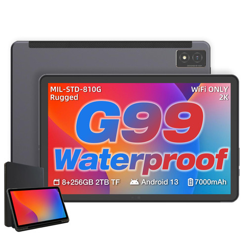 AGM PAD P1 Rugged Android Tablet with Case, 10.36-inch 120Hz FHD 2K Display, Waterproof & Drop-Proof & Dustproof, MTK G99, Android 13.0, Dual Box Stereo Speakers, 7000mAh, 8GB+256GB[TF 2TB], GPS, WiFi