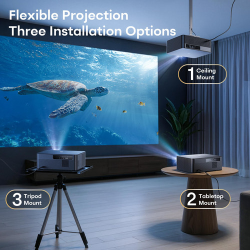 1000 ANSI Google TV Smart Projector - 4K Projector with WiFi and Bluetooth, 20W HiFi Speakers Outdoor Movie Proyector