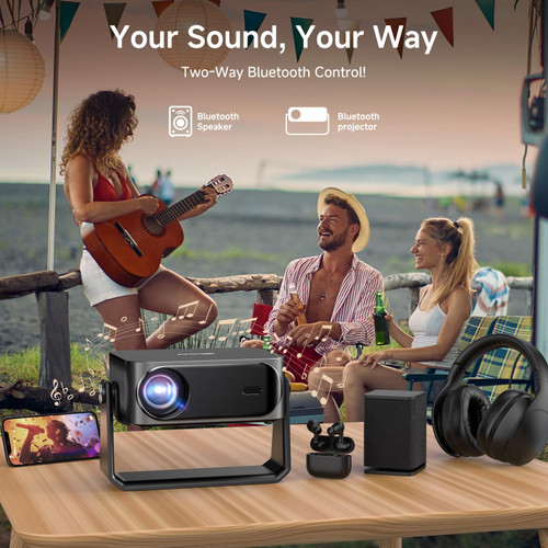 4K Outdoor Projector with Wifi and Bluetooth, Smart Portable Projector with Built in Apps YouTube/PrimeVideo & Dolby