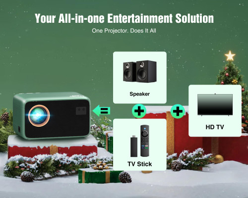 TMY 4K Projector with WiFi Bluetooth, Compatible with Netflix/Prime Video/YouTube, Outdoor Portable Home Theater Movie Projector